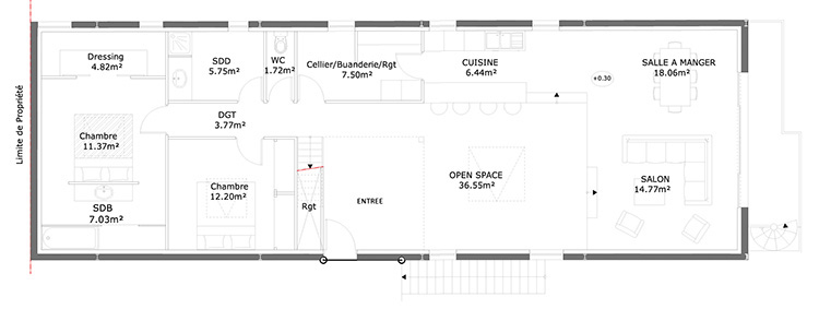 Plan d'un loft à Lyon
